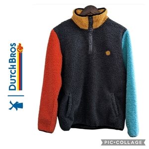DUTCH BROS | SUPER RARE Colorblock Snap Collar Sherpa Fleece *Never Worn* 💎💎💎